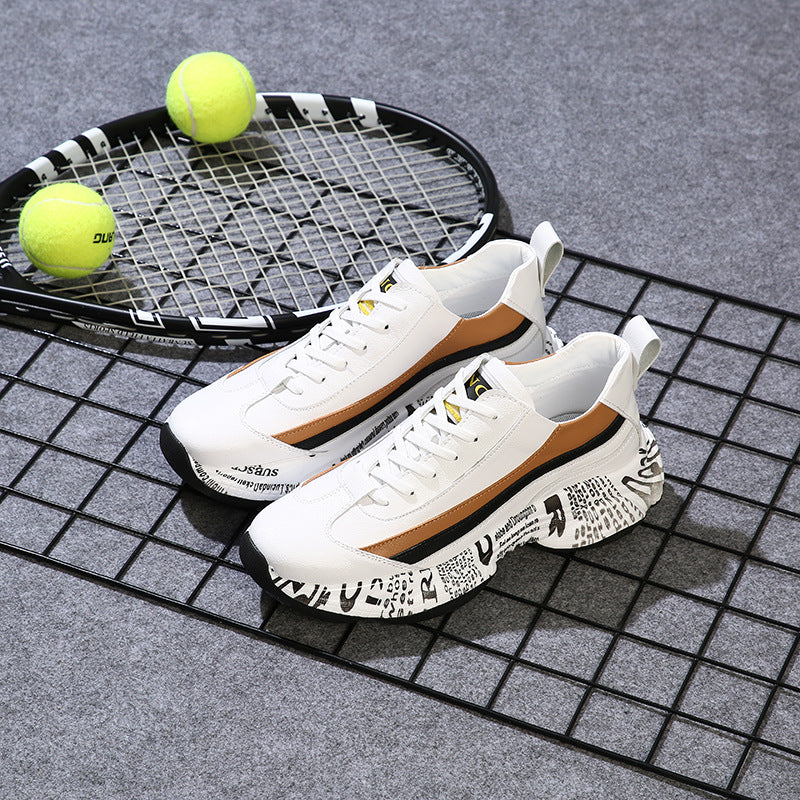 Height-Boosting Sneakers | Thick Sole Microfiber Leather Casual Shoes