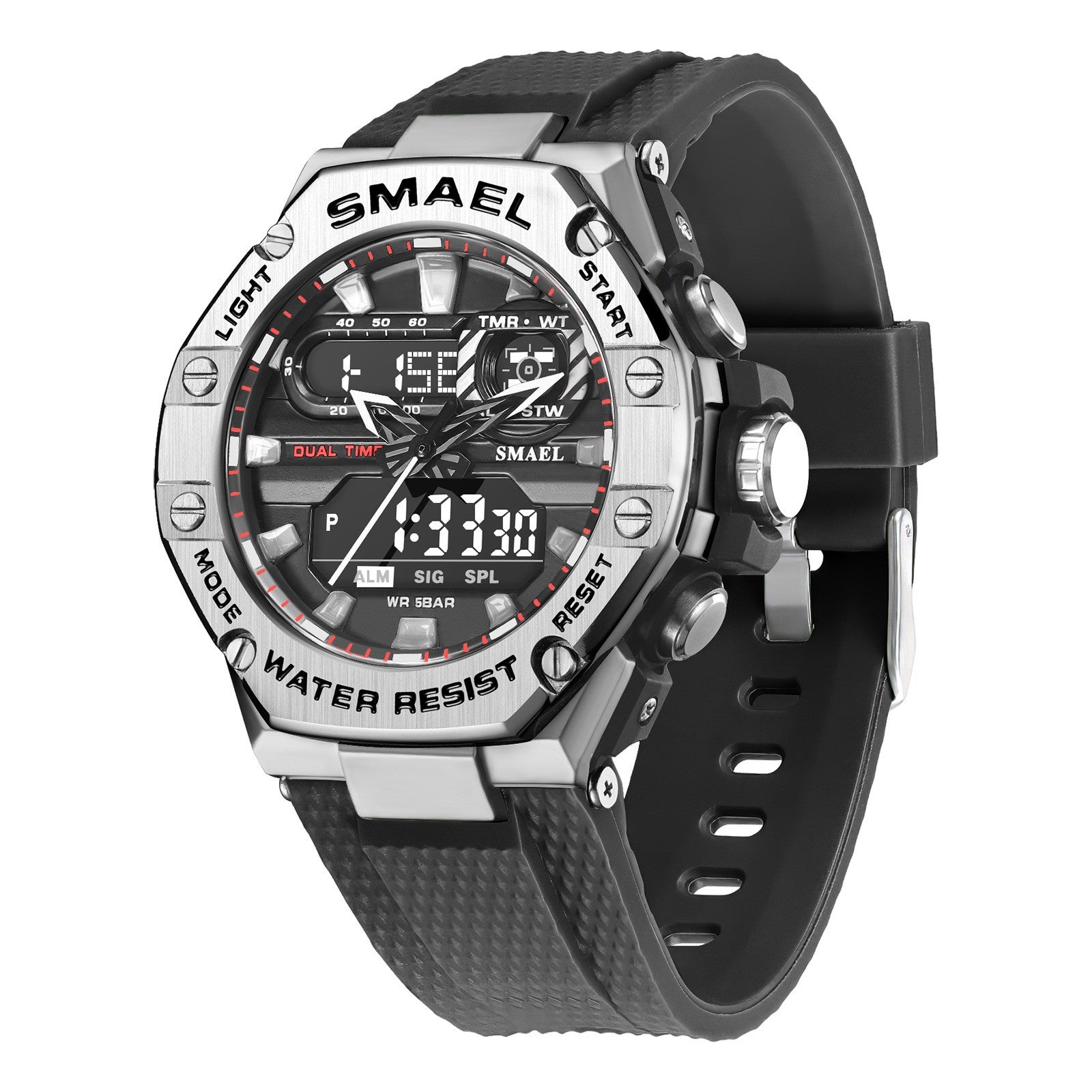 Men's Digital Alloy Watch | 50M Waterproof Quartz Wristwatch