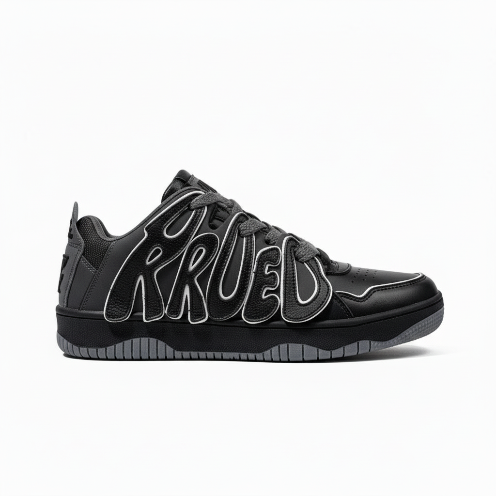 Black sneaker - omgedraaid