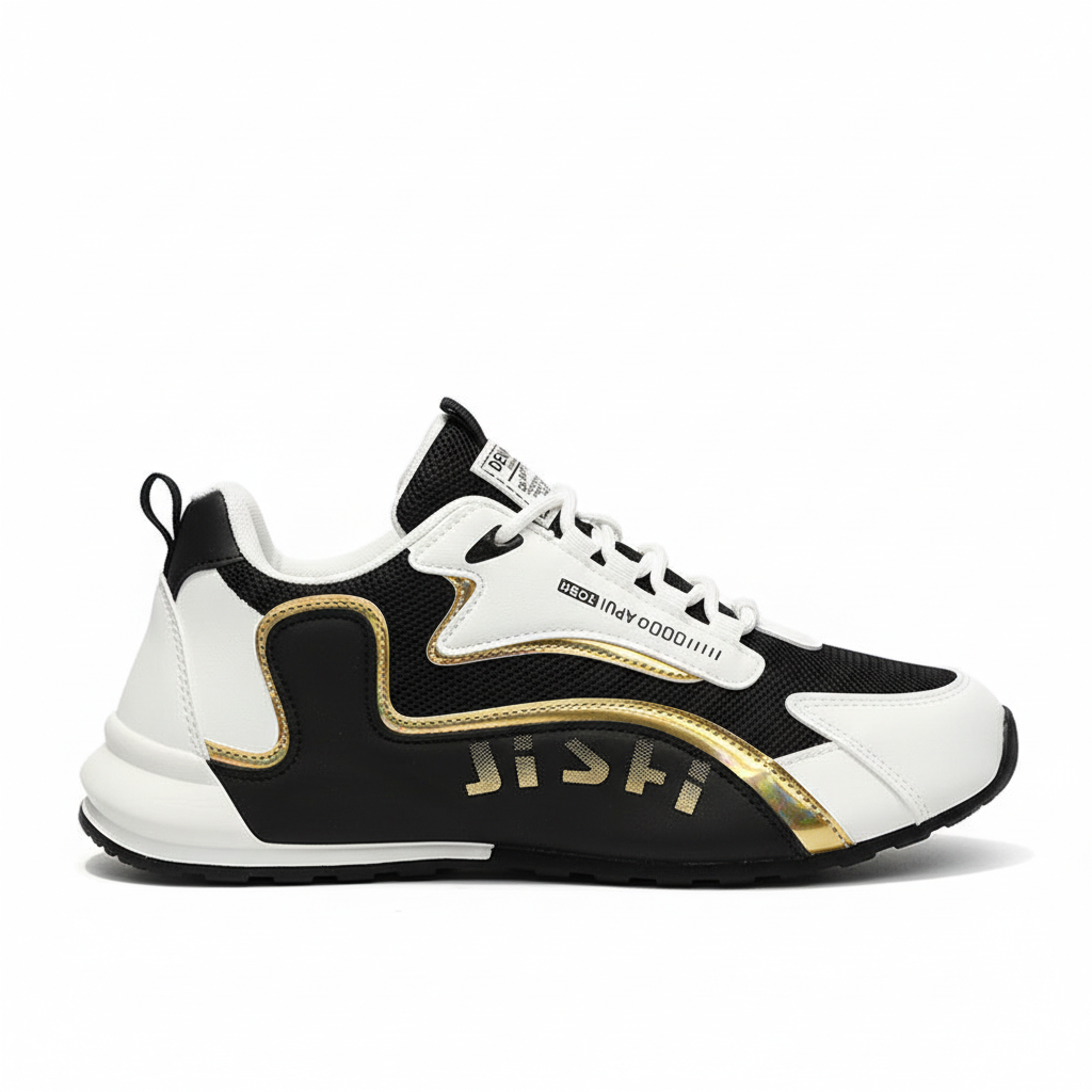 Zwart goud sneaker zijkant